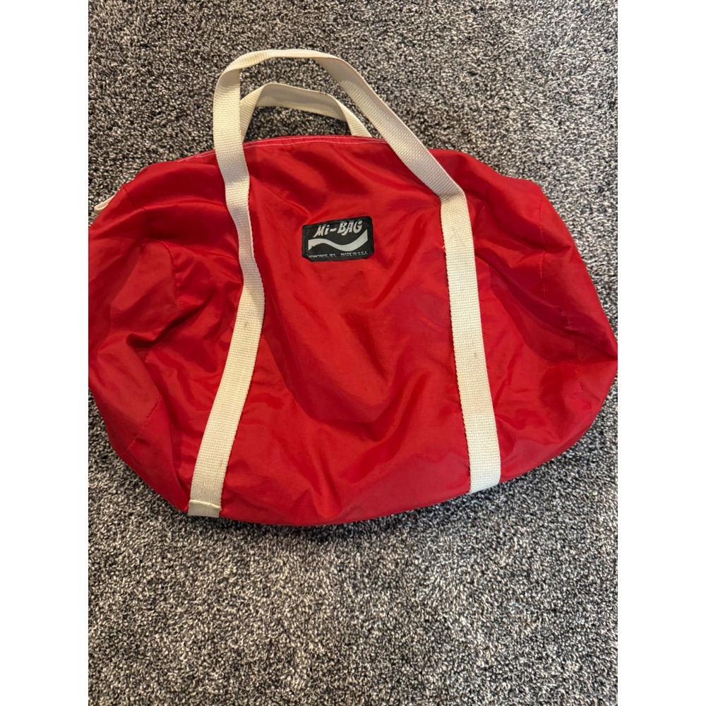 Vintage Mi-Bag Red Nylon Duffel Bag Made in USA Edmonds WA Travel Gym Tote